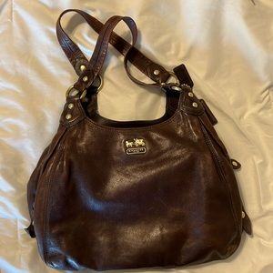 COACH Madison Maggie Mahogany Brown Leather Satchel Shoulder Bag